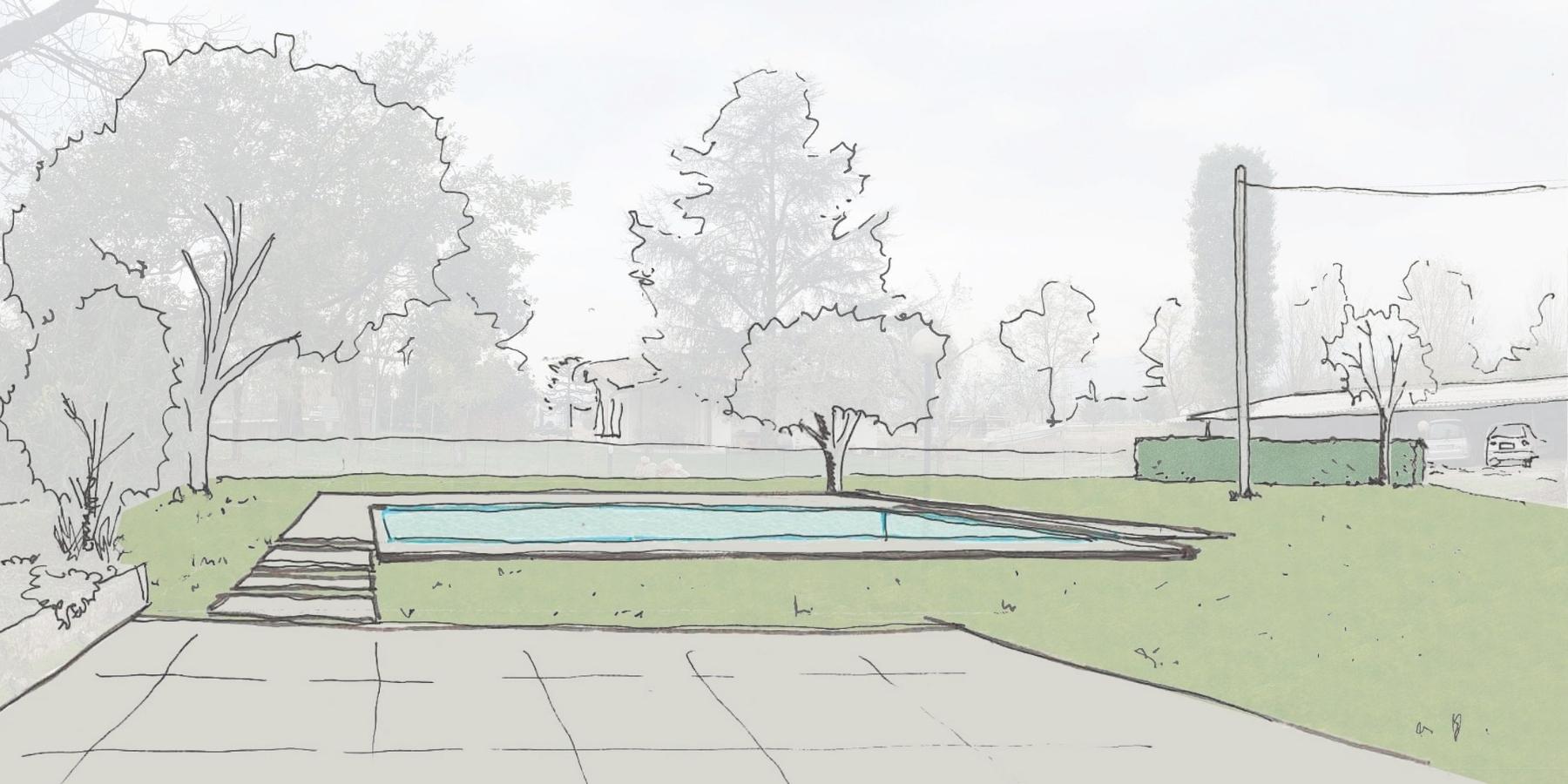 Disegno progettuale della realizzazione piscine di Giambenini